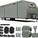 Travel Trailer Cover 20'-22',Anti-Tear Extra-Thick 7 Layer RV Cover,Windproof Camper Cover with Adhesive Repair Patches,2 Extra Straps & 4 Tire Covers