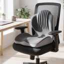 Memory Foam Seat Cushion with Lumbar Support, L-Shaped, Gray, Large
