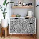 Modern Black and White Rose Floral Mosaic Flower Geometric Peel and Stick Wallpaper Easy Peel Off Contact Paper Stick on Adhesive Wall Paper for Bathroom Waterproof Renter Friendly