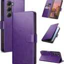 Wallet Case for Samsung Galaxy S23 with RFID-Blocking Credit Card Holder, PU Leather Folio Flip Cover Women Men Protective Phone Case Compatible with Samsung S23, Purple