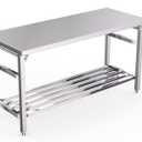 Garvee 60x24 Inches NSF Stainless Steel Table, Foldable Commercial Metal Prep & Work Table with Adjustable Undershelf, for Outdoor, Restaurants, Hotels, Workshops, Kitchens, Garages