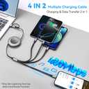 4 in 2 Retractable Charging Cable 4A,2Pack 4Ft Multi Chargers for All Devices,USBC Charging Cable with A/C to Type C/L/Micro USB Ports Universal Multiple USB Cable for iPhone Series/Samsung/Tablets/PS
