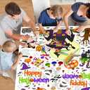 AKEROCK Halloween Coloring Tablecloth Decorations, Halloween Crafts for Kids - Games, Activities, Poster, Gifts, Party Favors for Family or Classroom - 118 x 54 Inches