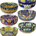 vancasso Cereal Bowls Set of 6, Bohemian Ceramic Soup Bowls, 28 oz Colorful Bowls Set for Kitchen, Dishwasher & Microwave Safe for Salad, Pasta, Rice, Oatmeal, Fruit