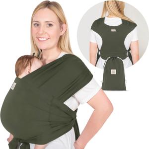 KeaBabies Baby Wrap Carrier Ring Sling - Easy to Wear, Adjustable D-Lite Baby Carrier Newborn to Toddler, Infant Carrying Shirt, Hands Free Bonding, Breathable Fabric Wearing Wrap (Forest)