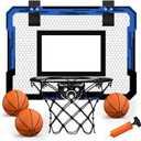 QDRAGON Mini Basketball Hoop, Over The Door Indoor, with 3 Balls/ Inflator/ Breakaway Rim, Basketball Toy Gifts for Kids and Adults, Suit for Bedroom/ Office/ Outdoor, Blue