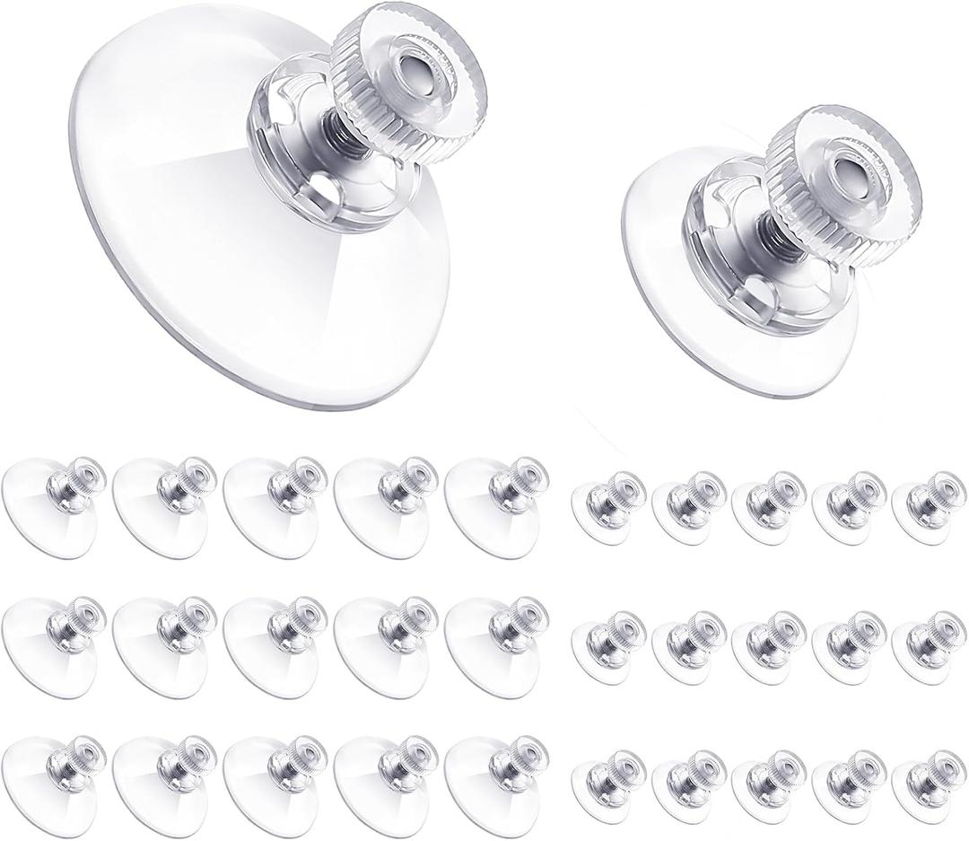 Teenyyou 30 Packs Adhesive Suction Cups Bulk with Screws Nut 25mm/40mm Clear PVC Sucker Pads Suction Hook Holder for Window Wall Car Glass Shade Bathroom Wall Door Decor