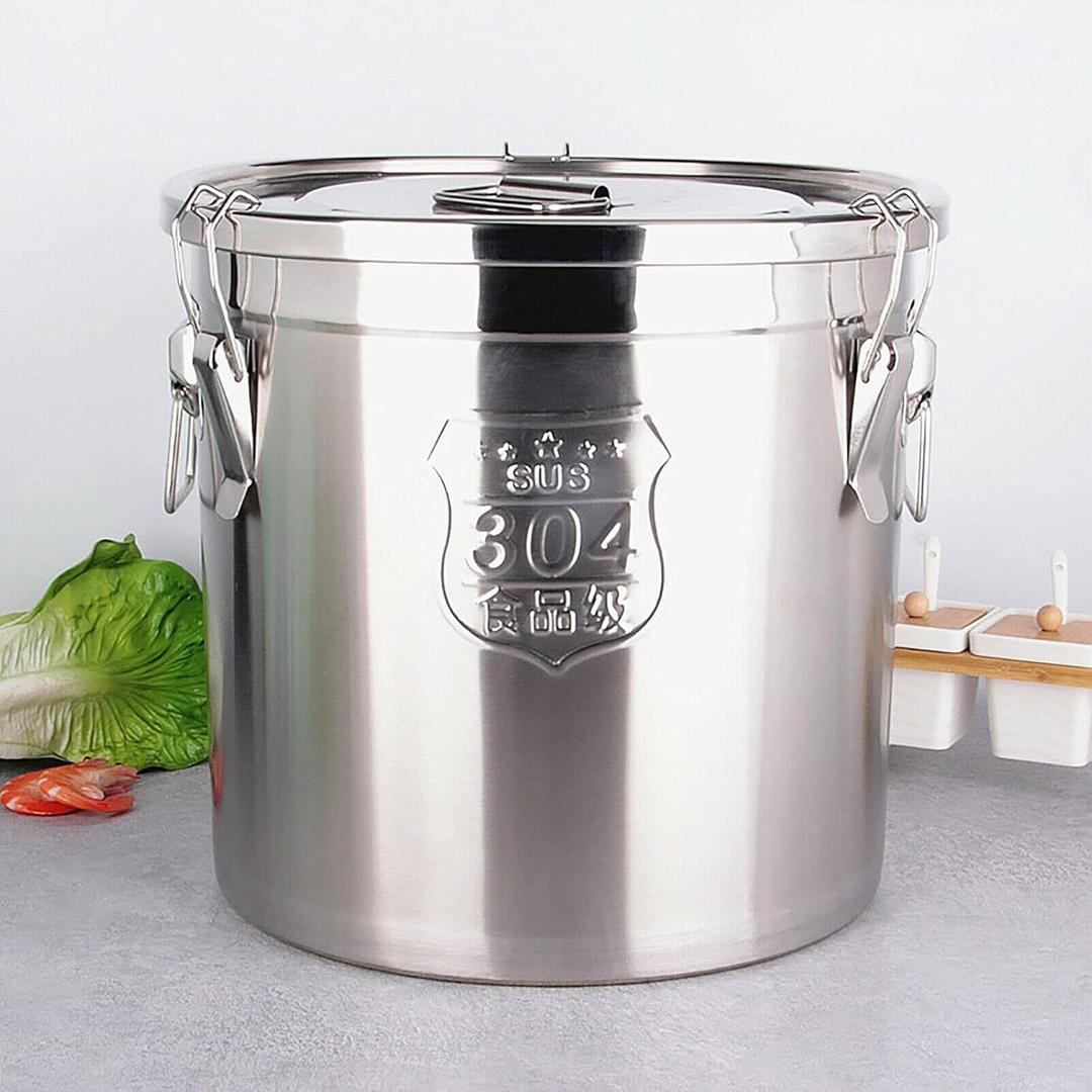 Stainless Steel Airtight Canister for Kitchen, Rice Cereal Grain Canisters Container for Household Kitchen Food Bean Flour Oil Sugar Milk Cookie Storager Bucket w/Handles Lid (6L) (6L)