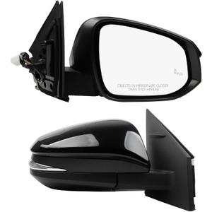 Dasbecan Right Passenger Side Mirror Compatible with Toyota RAV4 2015-2018 Power Glass Heated with Turn Signal Light Blind Spot Detection BSD Replaces TO1321343 Black (8 Pins)
