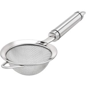 3.35inch 304 Stainless Steel Fine Mesh Strainers for Kitchen, Colander-Skimmer with Handle, Metal Sieve Sifters for Food, Rice, Oil, Noodles, Fruits, Vegetable, Tea Strainer (Silver)