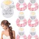 Bride Satin Hair Scrunchies for Bachelorette Party Decorations - 7Pcs Bride-to-Be Silk Hair Ties for Bridal Shower Wedding Engagement Bridesmaid Gift