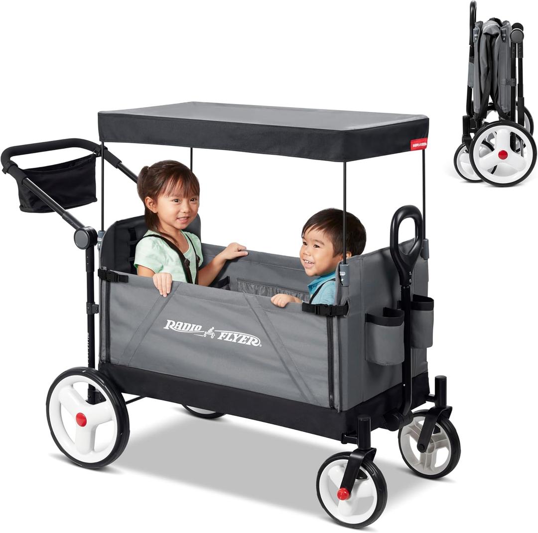 Stroller Wagon for Kids, Baby Stroller, Utility Cart, Rolling Cart, Radio Flyer City Luxe Stroll 'N Wagon, for Ages 1+ Years, Gray