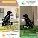 Solar House Numbers for Outside,YY Gardenia Metal Dog Address Signs for Houses with Glow in the Dark,Outdoor Decorative for Garden,Lawn,Patio,Pathway
