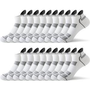 JOYNE 10 Pairs Men Ankle Sport Breathable Workout Tab Socks Athletic Running Low Cut Cushion Short Socks (Large)