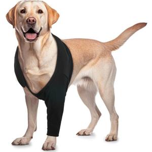ROZKITCH Recovery Sleeve for Dogs Front Leg Right Left, Pet Prevent Licking Wound Elbow Knee Protector, Dog Recovery Suit Cone Collar Alternative for Sprain ACL CCL Arthritis Joint Care Black XL