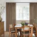 TWODRAPES Dutch Cocoa 90 Inch Linen Curtains Pinch Pleated Living Room Bedroom Dining Boho Brown Light Filtering Pinch Pleat Drapes Hooks Rings Back Tab Semi Sheer Dark Brown Window Curtains 2 Panels