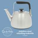 Sur La Table Kitchen Essentials 2 Qt Heavy Gauge Brushed Stainless Steel Whistling Tea Kettle Durable Stovetop Kettle