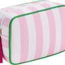 RSRSLEII Large Stripe Zipper Makeup Bag,Aesthetic Tassel Travel Cosmetic Bag,Coquette Toiletry Bag, Girls Handbags Purses,Accessories Storage Bag for Women Girls (Pink)
