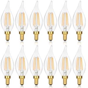 GoBright E12 LED Candelabra Bulbs 60 watt Equivalent, 2700K Soft Warm White Dimmable Chandelier Light Bulbs, 6W 630LM Flame Tip Candle Light Bulbs for Ceiling Fan, Home Decor, 11-Pack