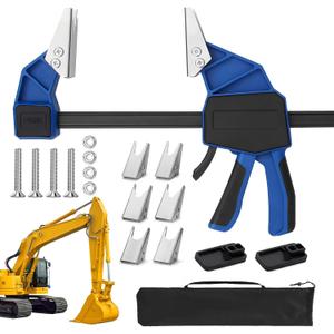 18'' Hydraulic Quick Connect Hand Clamp Tool 6 Pcs NPT Dual-Jaw Sets & 1 Storage Bag, for Hydraulic Pipe Clamps & Flat Face Hydraulic Quick Couplers, Fits Excavators, Loaders, Cranes