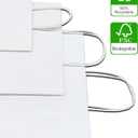 BAG BOX 100 Pack 8.25x4.3x10.6 Inch White Gift Bags with Handles,Bulk Kraft Paper Bags for Shopping, Retail, Merchandise, Wedding, Party Favors, Paper Grocery Sacks