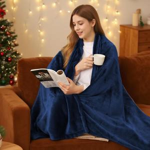 Electric Heated Blanket 72"x84" Full Size Flannel Fleece - 4 Heat Settings & 10H Auto Shut Off for Safe Overnight Use, Fast Heating, Machine Washable for Bed, Couch, Office - Dark Dlue (20-dark Blue)