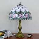 Tiffany Lamp Stained Glass Lamp Pink Tulip Bedroom Table lamp Reading Desk Light for Bedside Living Room Office Dormitory Dining Room Decorate Housewarming Gift 12X12X18 Include Light Bulb