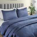 BIOWEAVES 100% Organic Cotton Quilt King Size - Diamond Stitched Quilted bedspreads - All Season Oversized Coverlet Set - GOTS Certified Bedding Set | 1 Quilt & 2 Pillow Shams