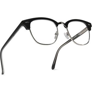 2SeeLife Premium Half Rim Reading Glasses Women & Men - Fits all Face Shapes, Metal & Sturdy Readers, Spring Hinges, Matte Black, 2.0 x