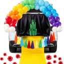 Jenaai 89 Pcs Wizard Halloween Trunk or Treat Car Decorations Kit for SUV Halloween Car Decor Green Glitter Paper Black Background Yellow Path Rainbow Balloon and Paper Tassels for Garage Door Party