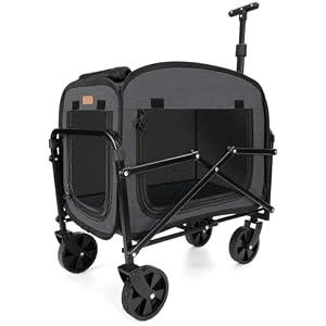 Lekereise Pet Carrier with Wheels – Soft-Sided, Foldable, Stable & Ventilated Travel Crate for Cats and Small Dogs, Black
