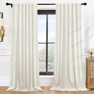 P Pothuiny Ivory White Blackout Velvet Curtains 96 Inches Long 2 Panels, 52"W x 96"L