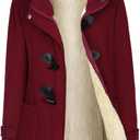 Gihuo Winter Jackets for Women Sherpa Lined Jacket Women Duffle Toggle Coat Hooded Fleece Jacket (Small, Wine)