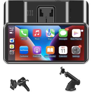 Portable Wireless CarPlay Screen for Car, Supports Apple CarPlay, Android Auto,and Hicar, Car Stereo with Bluetooth, FM, Universal Vehicle Upgrade Car Audio ReceiverBlack