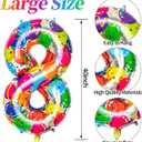 2Pack Rainbow Number 8 Balloon, 40 Inch Large Colorful Foil Number Balloons Eight Balloons for 8th Birthday, Huge Mylar Numbers 8 Year Old Birthday Party Supplies Balloons