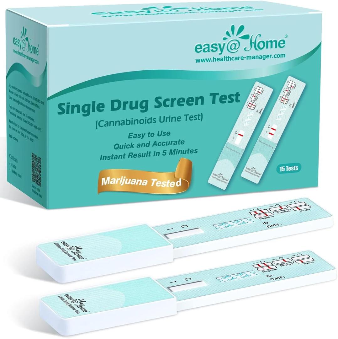 Easy@Home Single Drug Screen Test (Cannabinoids Urine Test) - THC Tests for Home THC Drug Test Urine Detox Kit Cutoff Level 50ng/mL Individually Wrapped - EDTH-114 (15 Pack)
 2026/05/18
