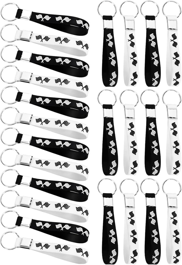 36pcs Racing Flag Silicone Keychains Racing Car Party Favors, Keychains for Baby Shower Birthday Party Goodie Bag Favor Campaign Supplies