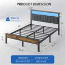 Liians Queen Size Bed Frame with 2-Tier Storage Shelves Headboard, Platform Bed with Charging Station, LED Lights No Box Spring Needed Noise Free