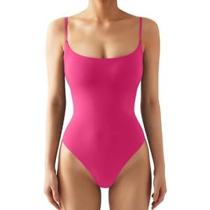 SUUKSESS Women Sexy Square Neck Thong Bodysuit Backless Cami Bodysuit Top S