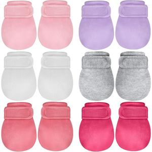 Adjustable Baby Mittens No Scratch Newborn Cotton Breathable Gloves Warm Baby Mitts for Boys Kids, One Size