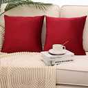 MZPSO Pack of 2, Velvet Super Soft Solid Decorative Square Throw Pillow Covers Set Cushion Case for Sofa Bedroom Car 18 x 18 Inch 45 x 45 cm, Red