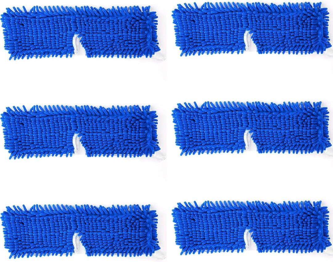 DRKLEAN Microfiber Mop Pads, Dust Mop Replacement Head Compatible with O-Cedar Dual-Action, Microfiber&Chenille Mop Replace Head, Dust Mop Refill (Pack of 6)