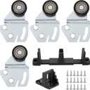 Sliding Closet Door Roller Kit  Top Hung Door Replacement Hardware with 1-Inch Convex Ball Bearing Wheels, Stamped Steel, 1/4" & 1/2" Offset Brackets2Set