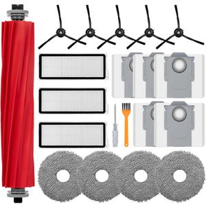 20 Pack Accessories Compatible with Roborock Qrevo S/Qrevo Pro/Qrevo Plus/Qrevo-Maxv Vacuum Robot,Parts Include:Main Brush,Side Brush,Hepa Filter,Mop Cloth,Dust Bag,Cleaning Brush&Screwdrive