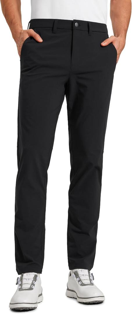 CRZ YOGA Casual Golf Pants for Men - 32" Water Resistant Lightweight Work Dress Trousers with Zipper Pockets (34, Black)