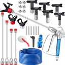 22Pcs Airless Paint Sprayer Gun Kit, 3600PSI Spray Gun with 50Ft x 1/4 NPT Airless Paint Sprayer Hose & 6Pcs Reversible Spray Tips & Guide Tool & 4Pcs Extension Wand & 6Pcs Filters