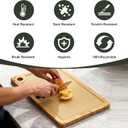Double Sided Glass and Bamboo Cutting Board,Wood Cutting Board for Kitchen with Juice Grooves & Built-in Handles,Food Grade Material, for Chopping Vegetables/Meat/Fruit Dishwasher Safe(15"L x 10"W)