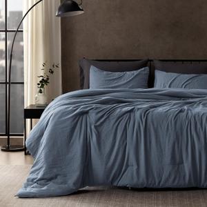 SLEEP ZONE King Size Comforter Set, Fluffy Lightweight and Breathable Bedding Set with 1 Comforter and 2 Pillow Shams, Flint Stone Blue