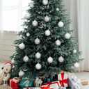 Hollowfly 16 Pcs Silver and White Christmas Ornaments 2.36" Christmas Tree Balls with Glitter Sequins Plush Fur Surface Rhinestone Snowballs Hanging Tree Ornaments Decorations for Xmas Holiday Party