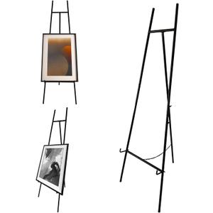 Iron Adjustable Arts & Crafts Easels,Metal Easel Stand with Chain Support for Mirror,58 Inch Floor Easels for Display Wedding Sign(Black)